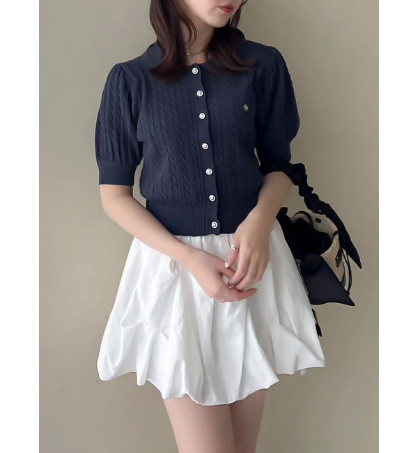 dazzlin「【POLO BCSコラボ/再生産】ポロカーデニットトップス」|ニット・セーター|ネイビー