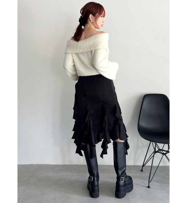 dazzlin「フリルスリットサテンスカート」|スカート|