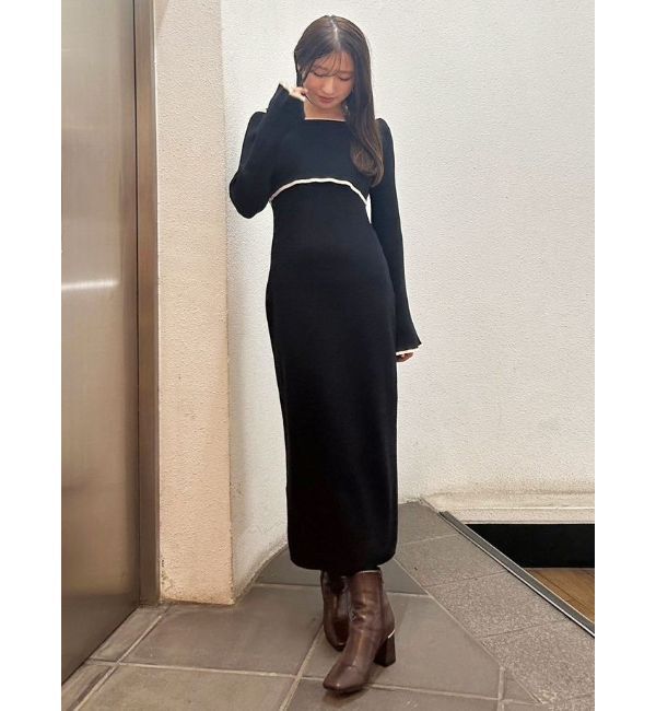 MERCURYDUO「3WAY配色ストラップバッククロスロングスリーブワンピース」|ワンピース|