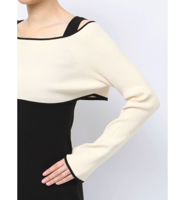 MERCURYDUO「3WAY配色ストラップバッククロスロングスリーブワンピース」|ワンピース|