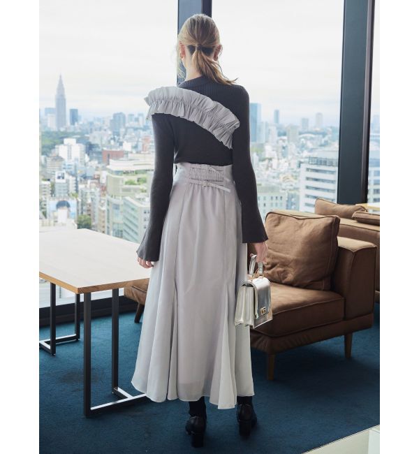 MERCURYDUO「アシメ異素材ラッフルニット」|ニット・セーター|