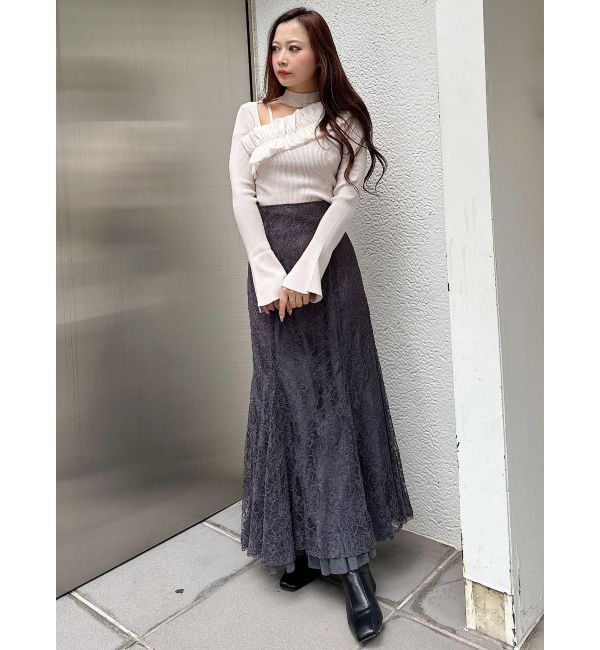 MERCURYDUO「アシメ異素材ラッフルニット」|ニット・セーター|