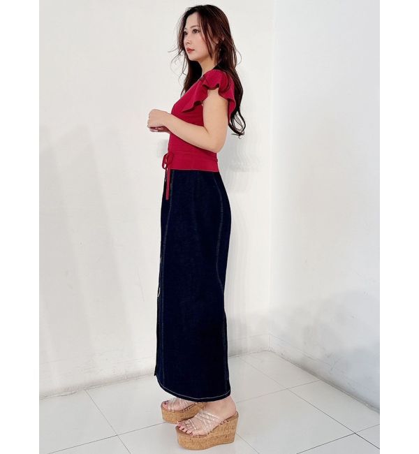 MERCURYDUO「カシュクールラッフルコンパクトニット」|ニット・セーター|