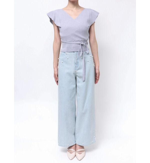 MERCURYDUO「カシュクールラッフルコンパクトニット」|ニット・セーター|