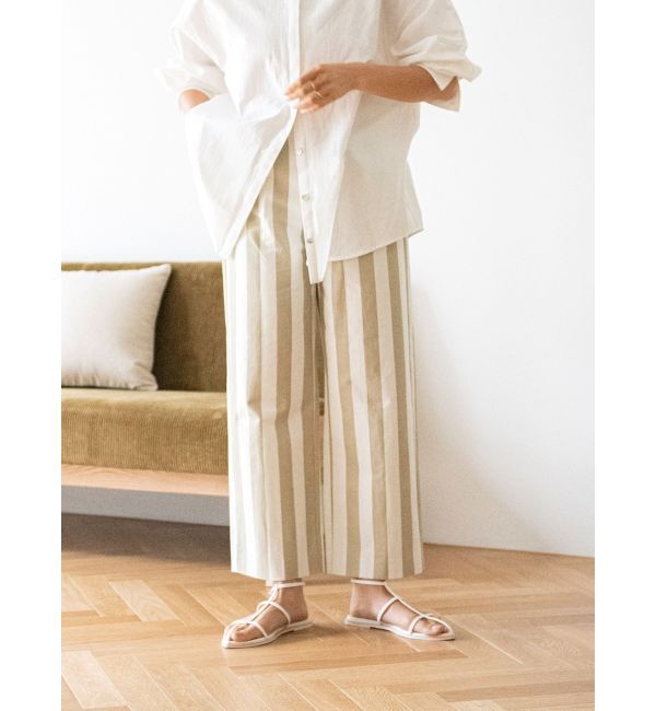 Ungrid「ワイドピッチストライプパンツ」|その他|ベージュ