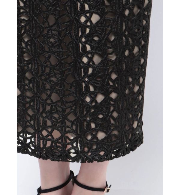 LAGUNAMOON「LADYレザーライクレースIラインドレス」|ドレス|