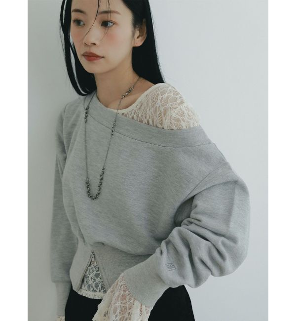 LAGUNAMOON「ウエストZIPラメスウェットプルオーバー」|Tシャツ・カットソー|ライトグレー