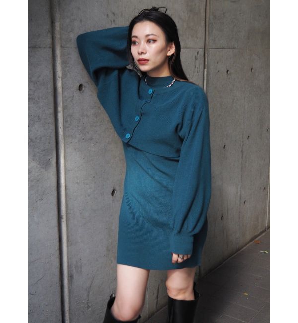 EVRIS「レイヤードニットミニワンピース」|ワンピース|