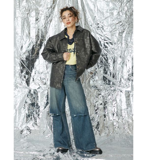 EVRIS「ニーダメージルーズデニムパンツ」|デニム|