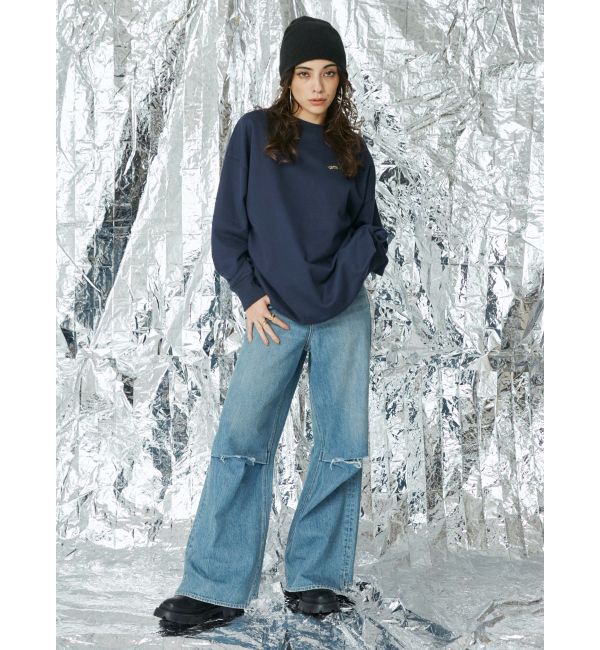 EVRIS「ニーダメージルーズデニムパンツ」|デニム|