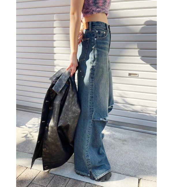 EVRIS「ニーダメージルーズデニムパンツ」|デニム|