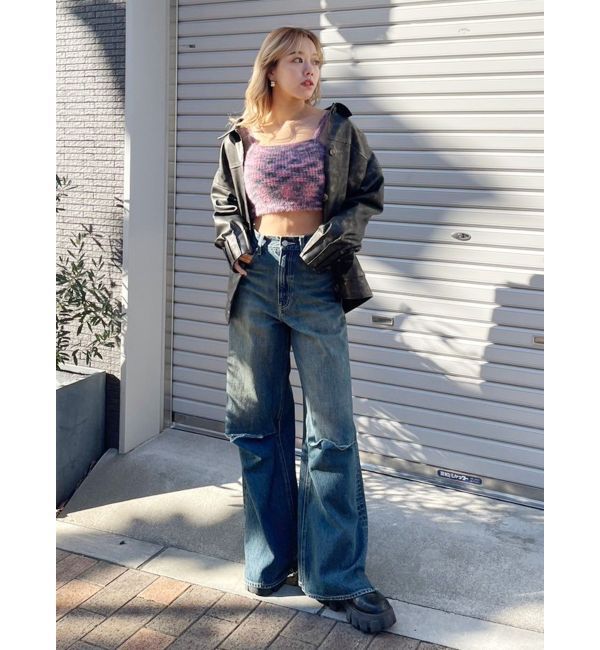 EVRIS「ニーダメージルーズデニムパンツ」|デニム|