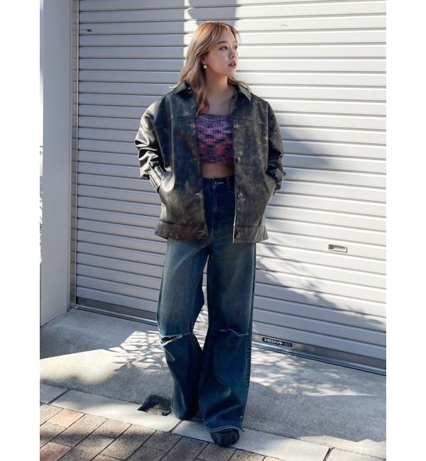 EVRIS「ニーダメージルーズデニムパンツ」|デニム|