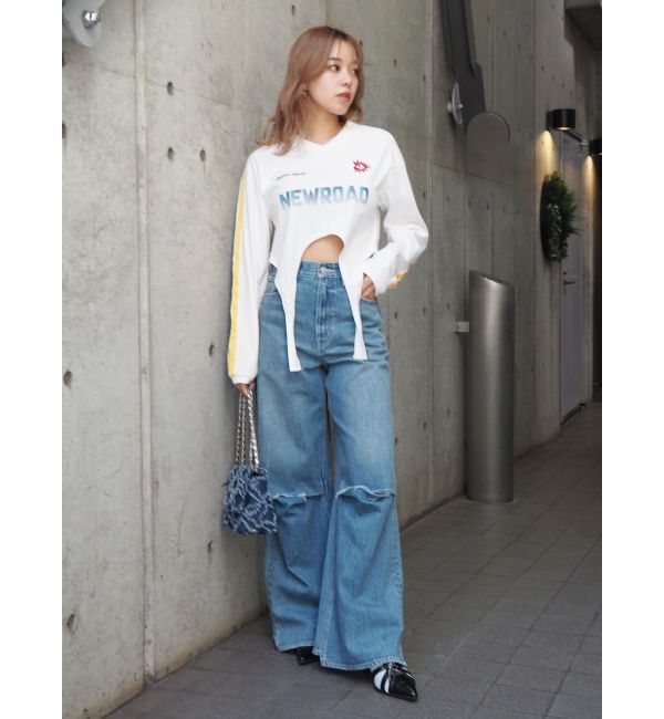 EVRIS「ニーダメージルーズデニムパンツ」|デニム|