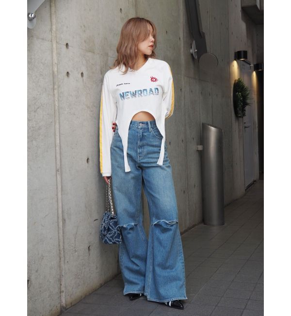 EVRIS「ニーダメージルーズデニムパンツ」|デニム|