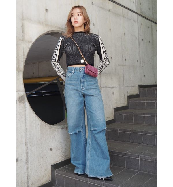 EVRIS「ニーダメージルーズデニムパンツ」|デニム|