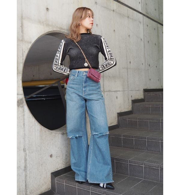 EVRIS「ニーダメージルーズデニムパンツ」|デニム|