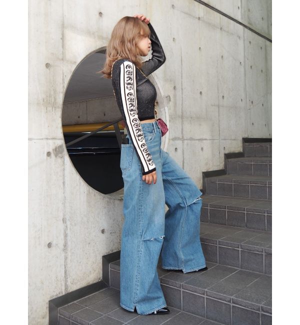 EVRIS「ニーダメージルーズデニムパンツ」|デニム|