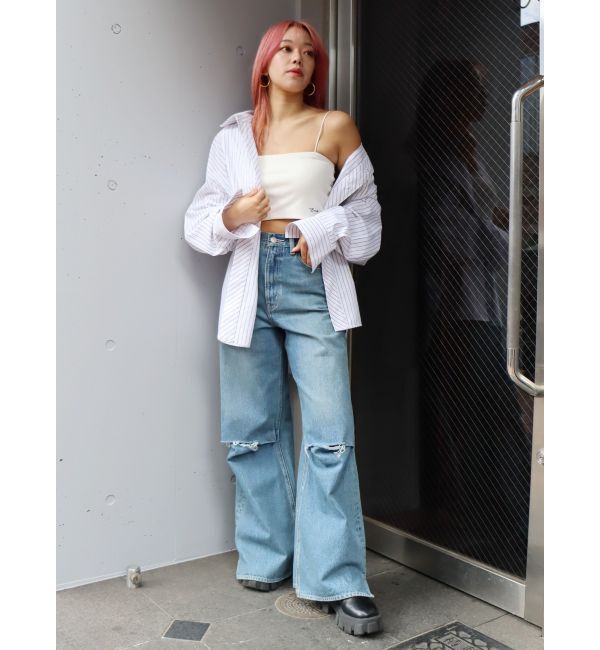 EVRIS「ニーダメージルーズデニムパンツ」|デニム|