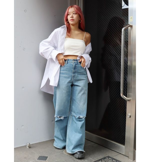 EVRIS「ニーダメージルーズデニムパンツ」|デニム|