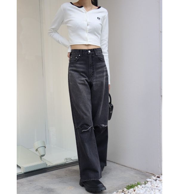 EVRIS「ニーダメージルーズデニムパンツ」|デニム|