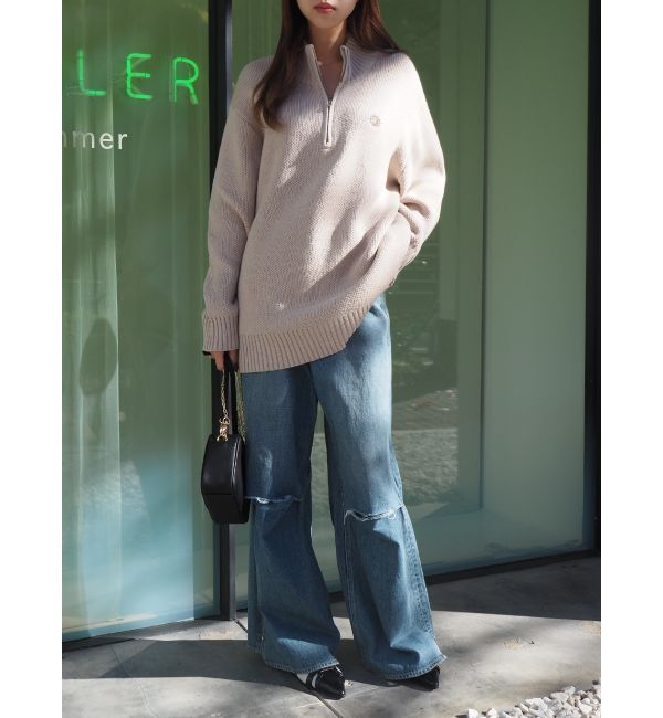 EVRIS「ニーダメージルーズデニムパンツ」|デニム|