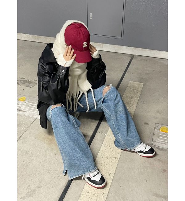 EVRIS「ニーダメージルーズデニムパンツ」|デニム|