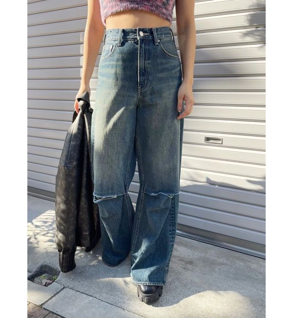 EVRIS「ニーダメージルーズデニムパンツ」|デニム|