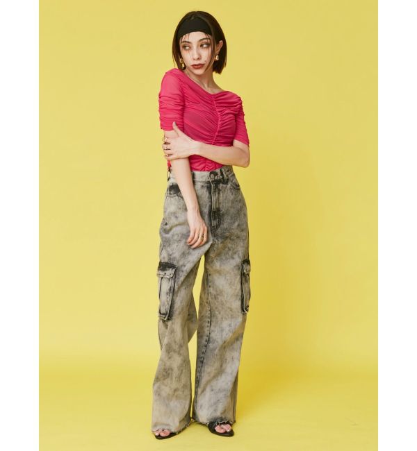 EVRIS「ブリーチデニムカーゴパンツ」|デニム|