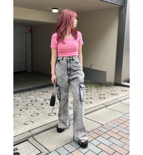 EVRIS「ブリーチデニムカーゴパンツ」|デニム|