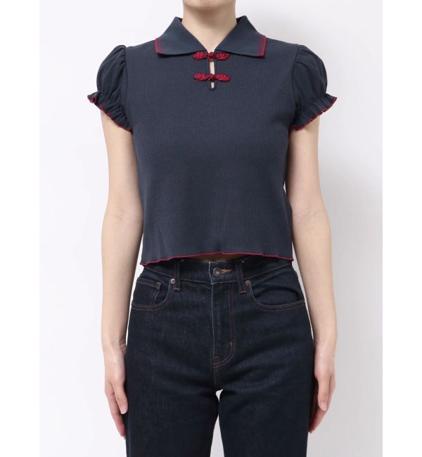 jouetie「パフスリーブチャイナポロトップス」|ポロシャツ|