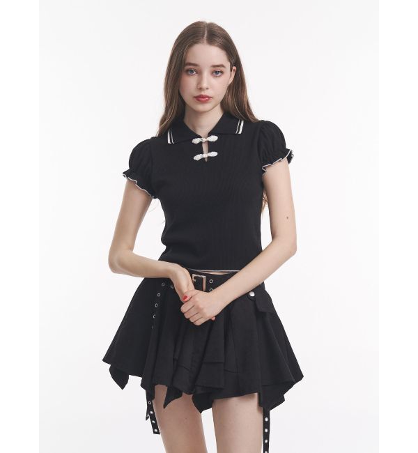 jouetie「パフスリーブチャイナポロトップス」|ポロシャツ|