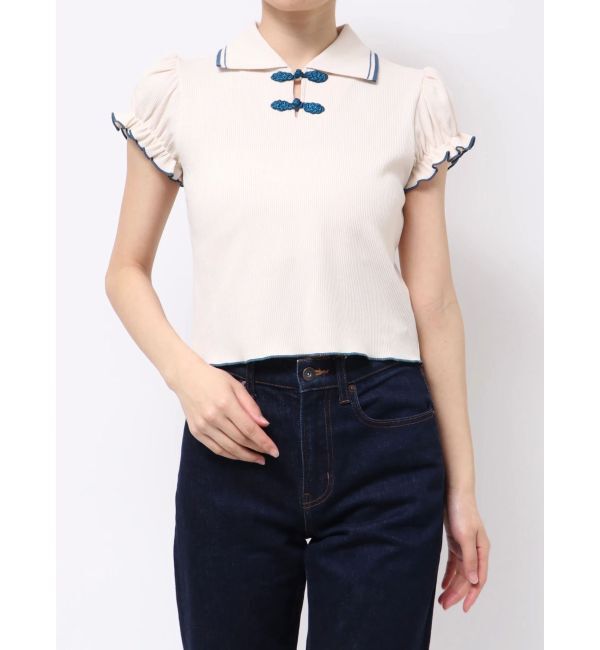 jouetie「パフスリーブチャイナポロトップス」|ポロシャツ|