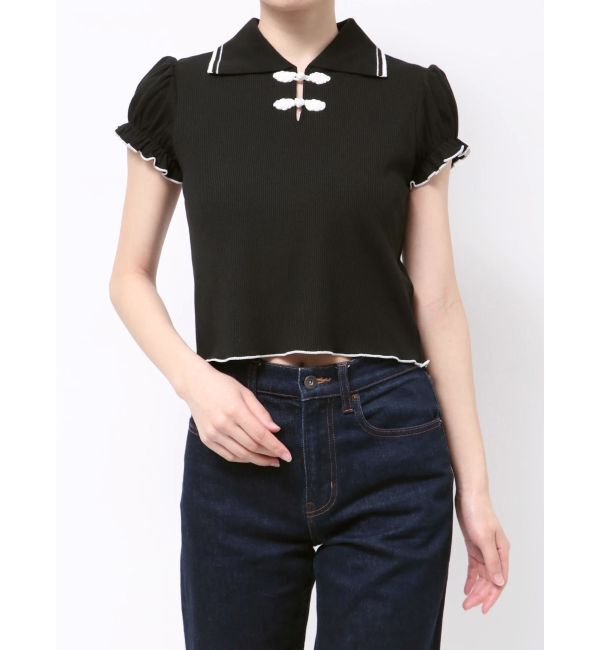 jouetie「パフスリーブチャイナポロトップス」|ポロシャツ|