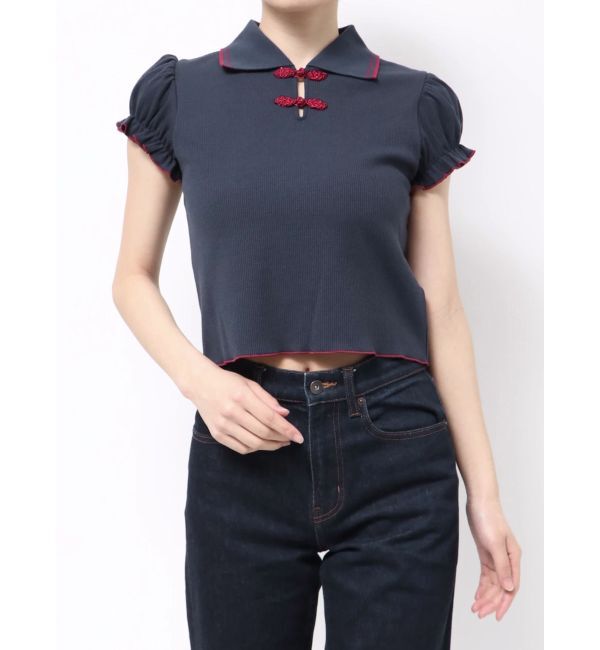 jouetie「パフスリーブチャイナポロトップス」|ポロシャツ|