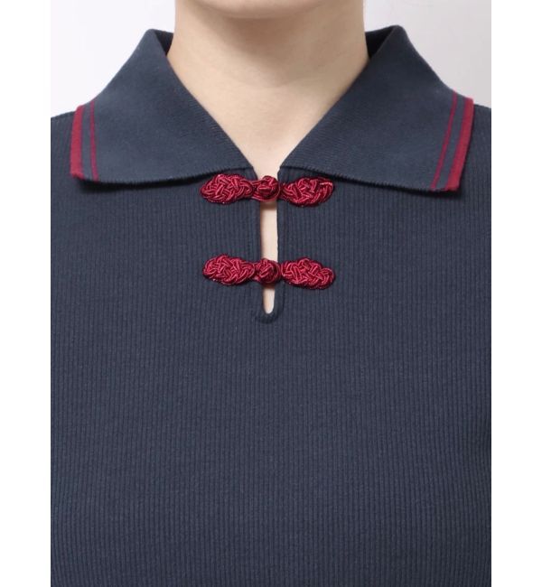 jouetie「パフスリーブチャイナポロトップス」|ポロシャツ|