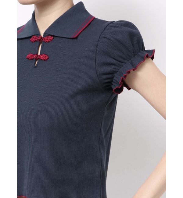 jouetie「パフスリーブチャイナポロトップス」|ポロシャツ|