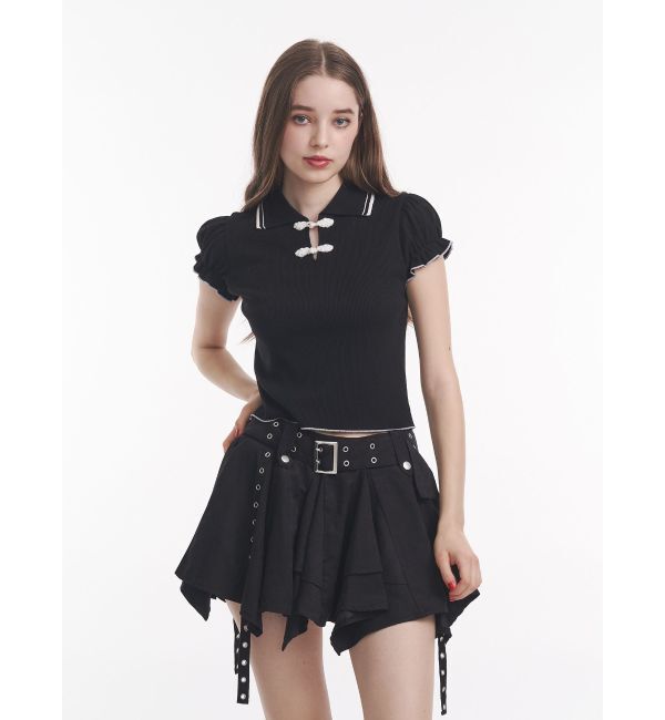 jouetie「パフスリーブチャイナポロトップス」|ポロシャツ|