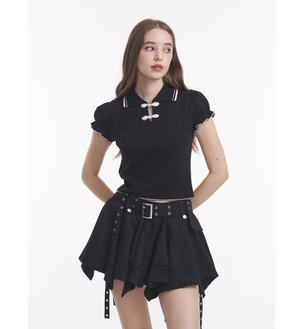 jouetie「パフスリーブチャイナポロトップス」|ポロシャツ|