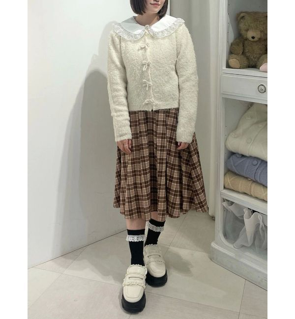 merry jenny「チェックレースプリーツスカート」|スカート|ブラック