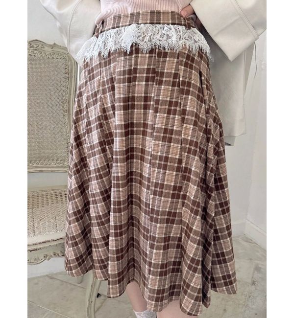 merry jenny「チェックレースプリーツスカート」|スカート|