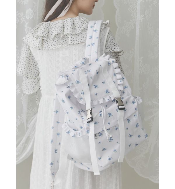 merry jenny「flowerフリルバックパック」|リュック|ブルー