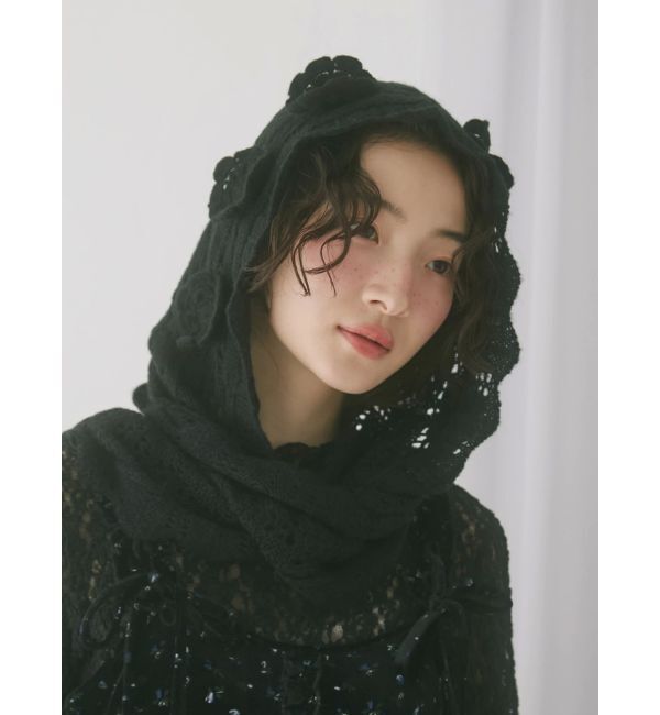 merry jenny「お花咲いたバラクラバマフラー」|マフラー|ブラック