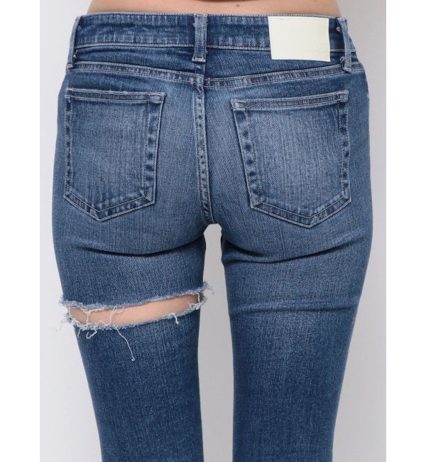 GYDA「ジャストウエスト side connected rippedスキニーデニムパンツ」|デニム|