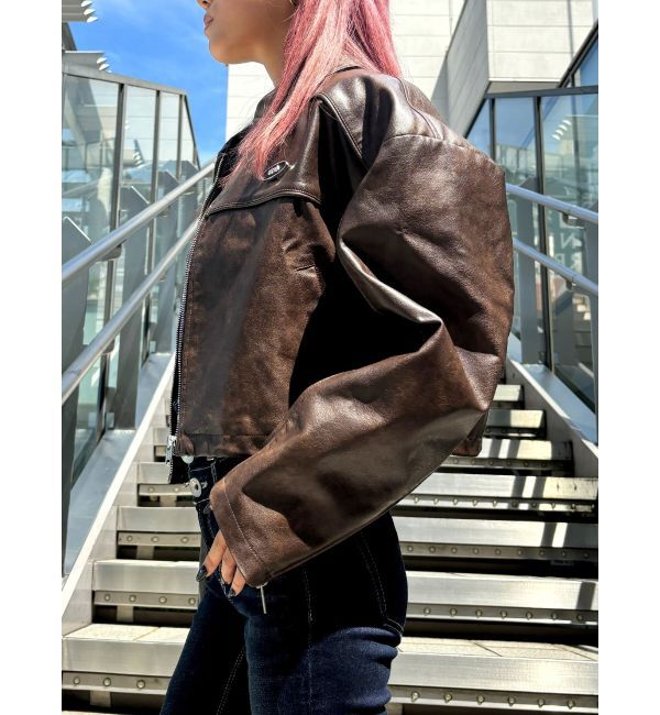 GYDA「【TINY】GYDAプレートショートフェイクレザージャケット」|その他|