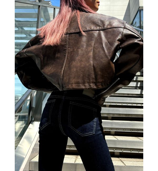 GYDA「【TINY】GYDAプレートショートフェイクレザージャケット」|その他|