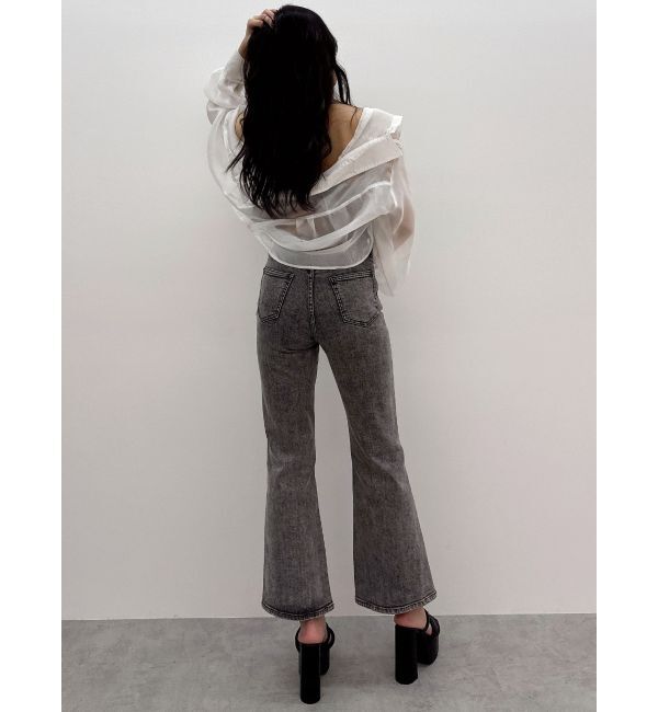 GYDA「ケミカルBACKリボンデニムロンパース」|オールインワン|