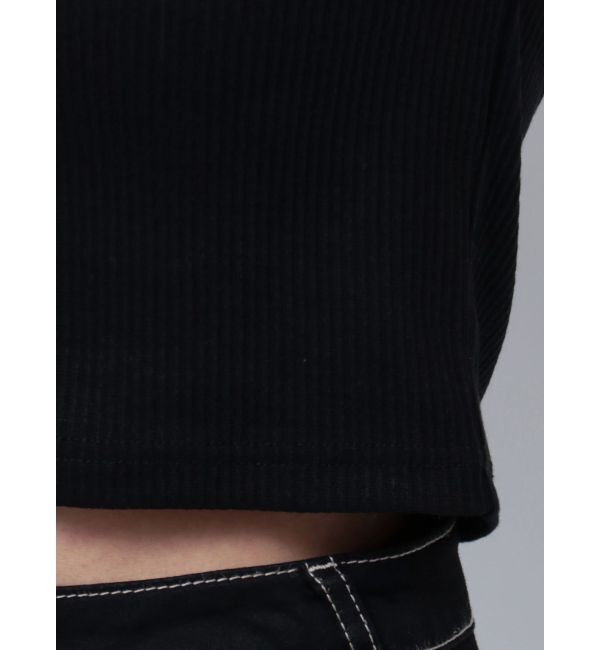 GYDA「GDカットアウトハーフスリーブテレコトップス」|Tシャツ・カットソー|