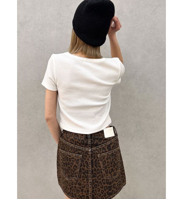 GYDA「GDカットアウトハーフスリーブテレコトップス」|Tシャツ・カットソー|