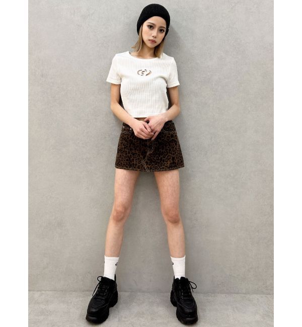 GYDA「GDカットアウトハーフスリーブテレコトップス」|Tシャツ・カットソー|